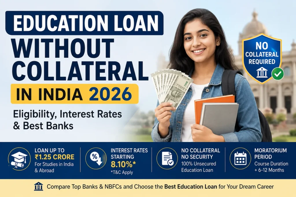 Education loan without collateral in India