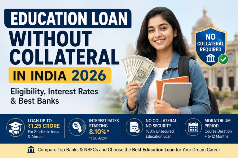 Education loan without collateral in India